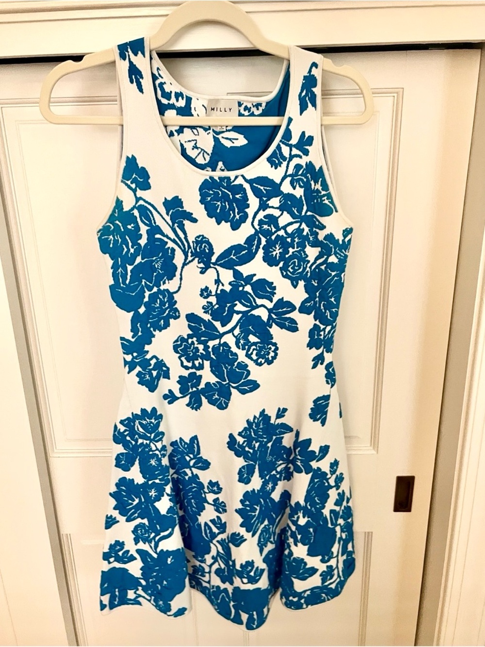 Milly White and Blue Floral Dress